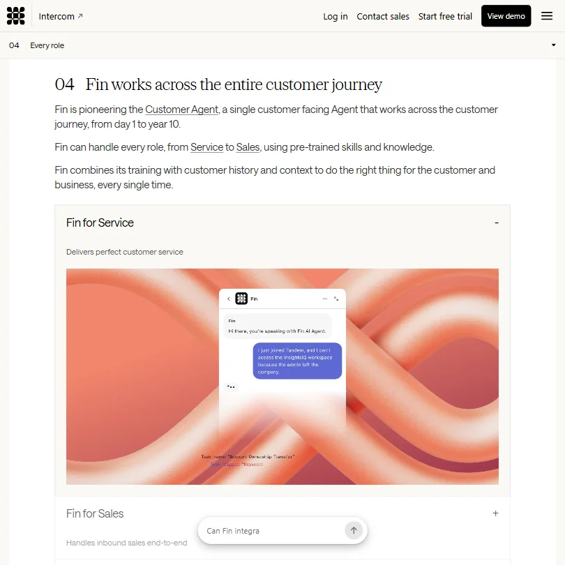 Fin features screenshot