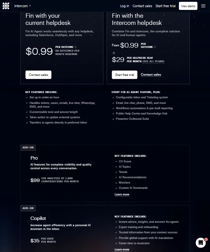 Fin pricing screenshot