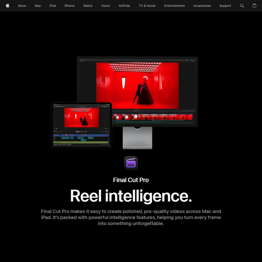 Final Cut Pro homepage screenshot