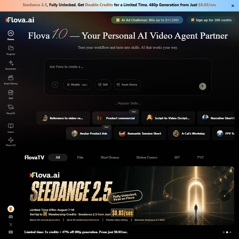 Flova AI homepage screenshot