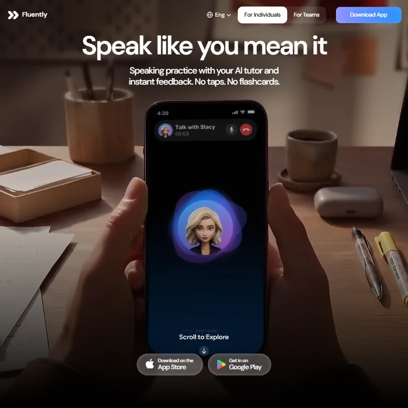 Fluently homepage screenshot