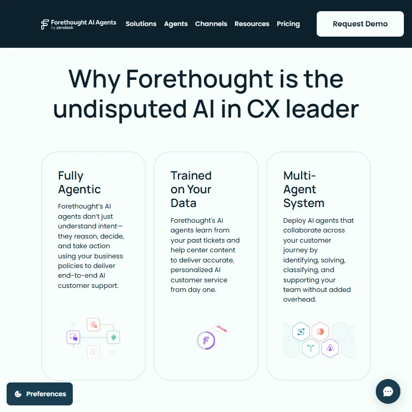 Forethought features screenshot