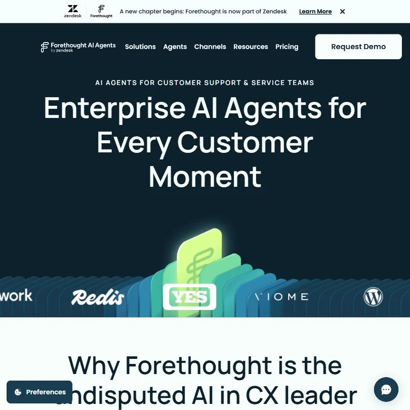 Forethought homepage screenshot