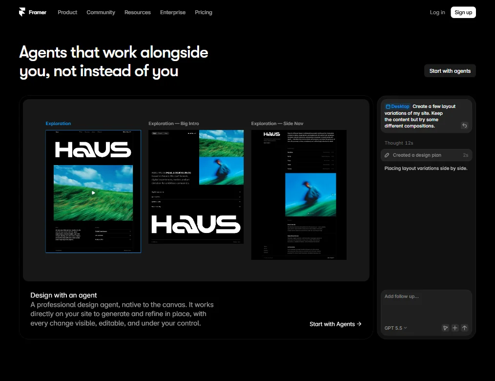 Framer features screenshot