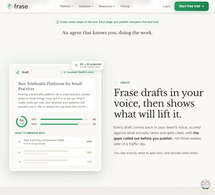 Frase features screenshot