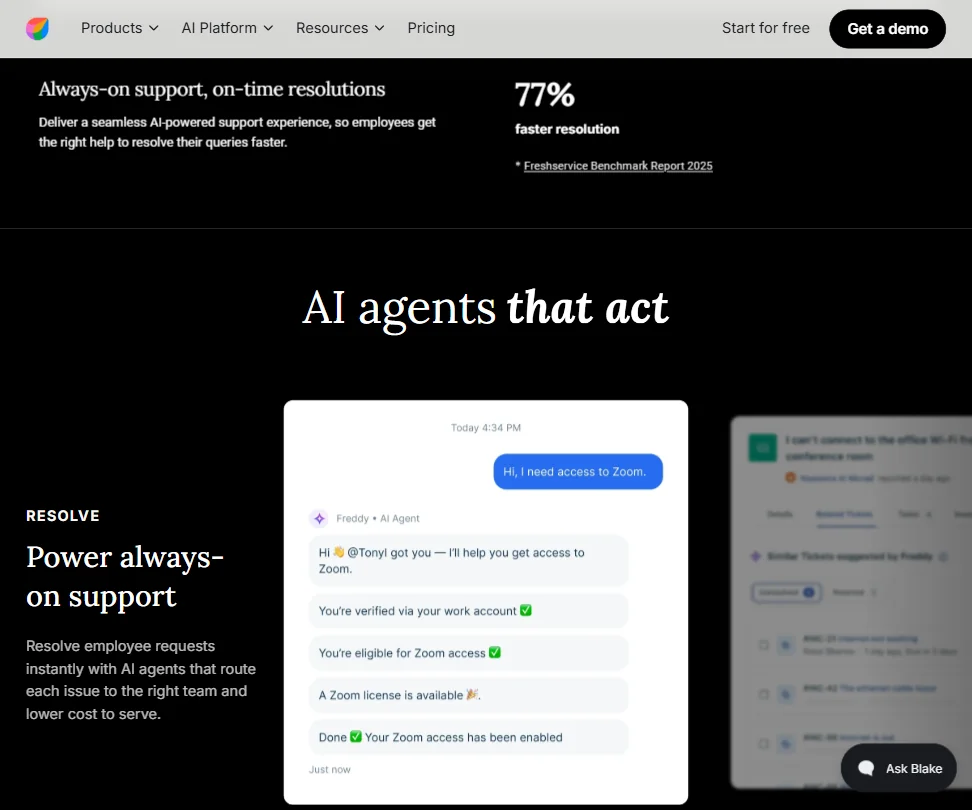 Freshworks features screenshot