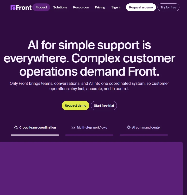 Front homepage screenshot