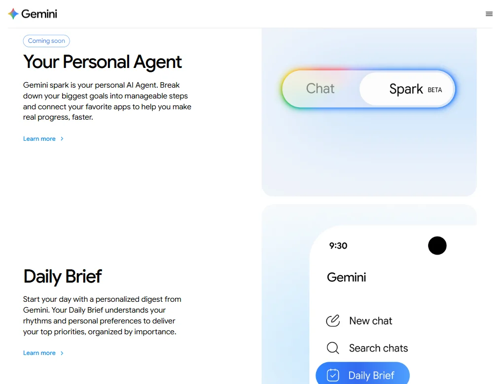 Gemini features screenshot