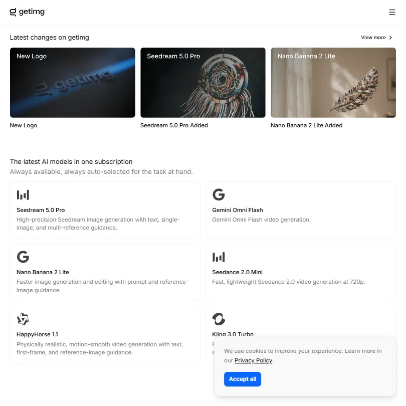 getimg.ai features screenshot