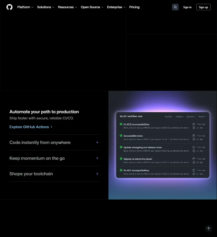 GitHub features screenshot