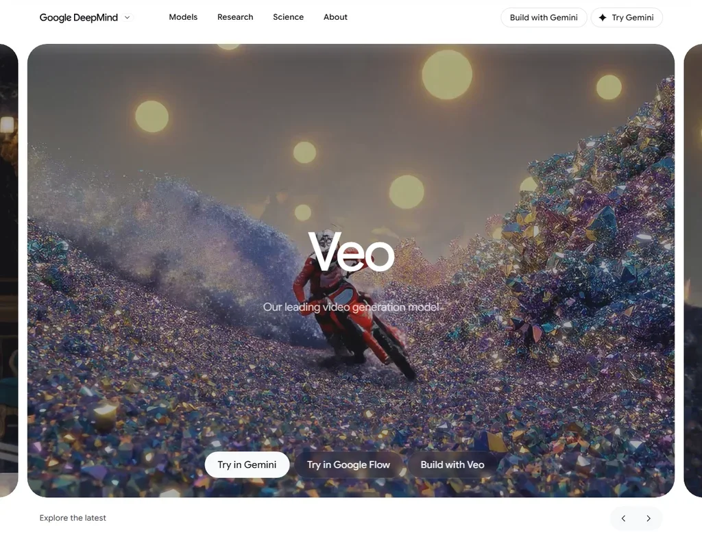 Google Veo homepage screenshot