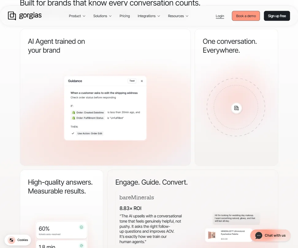 Gorgias features screenshot