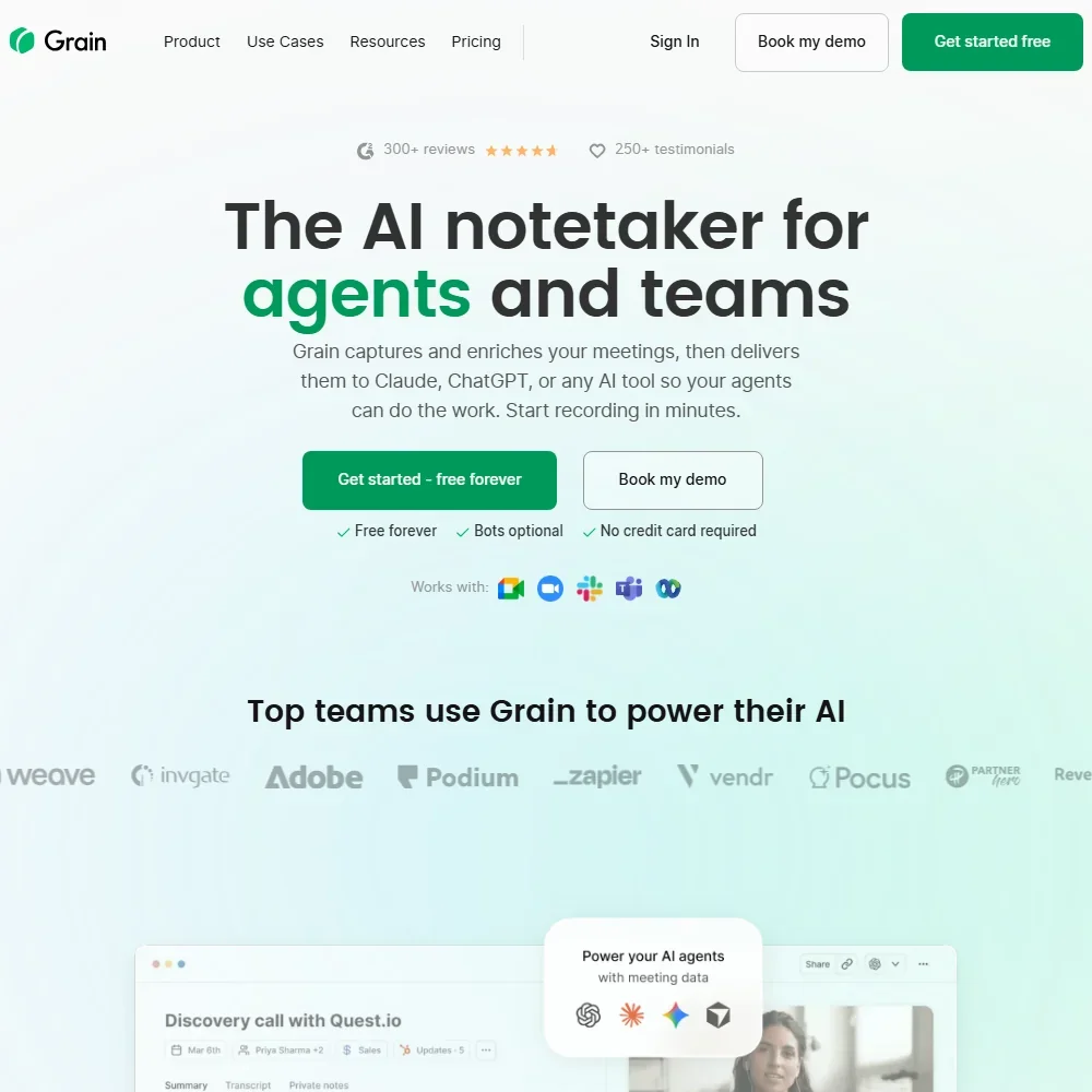 Grain homepage screenshot