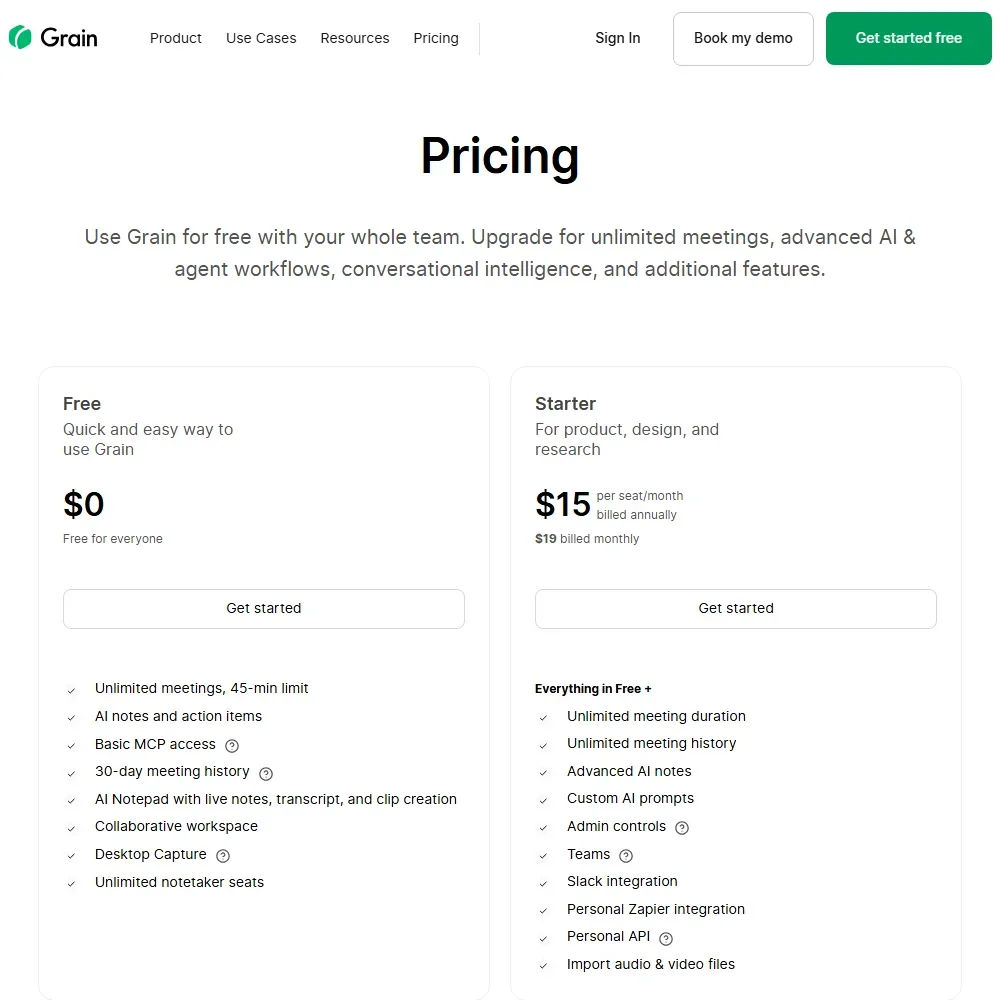 Grain pricing screenshot