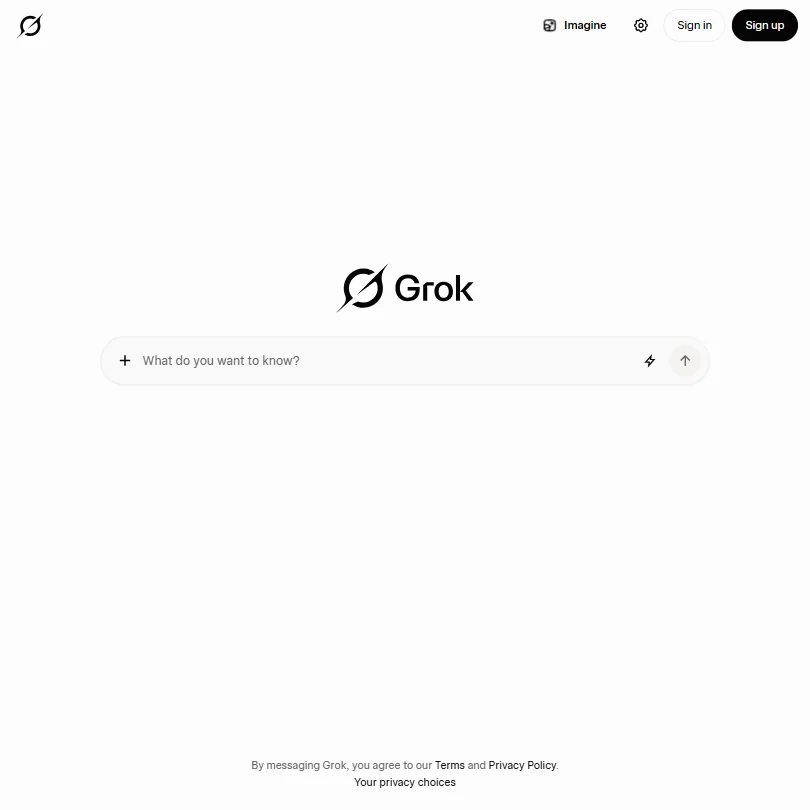 Grok homepage screenshot