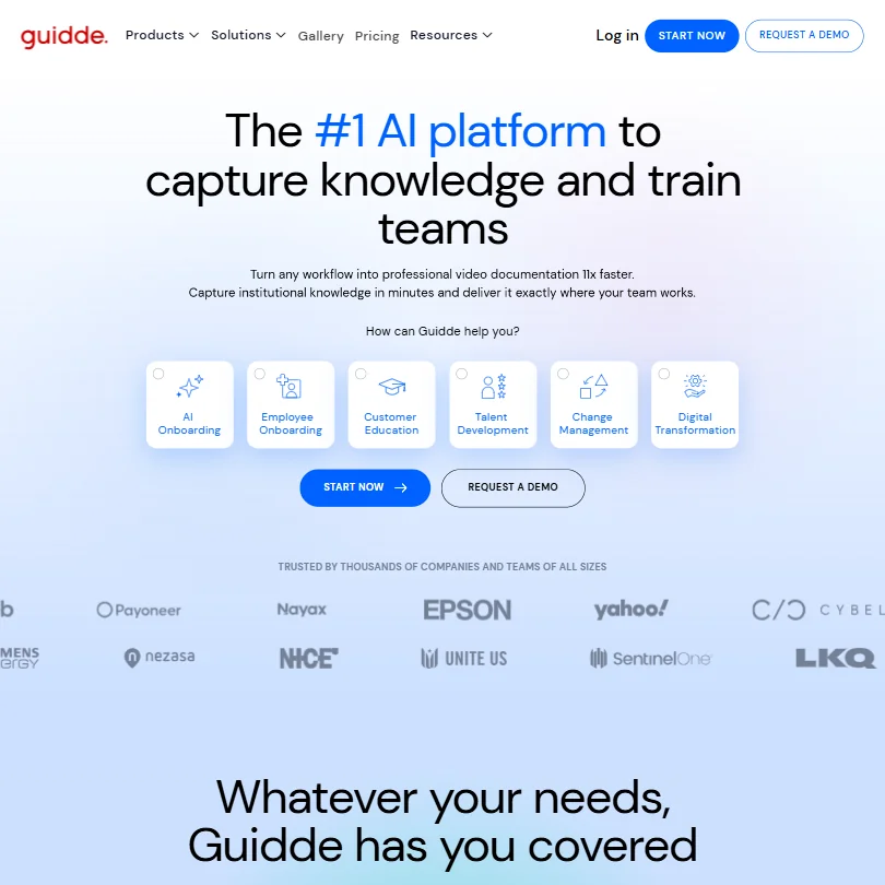Guidde homepage screenshot