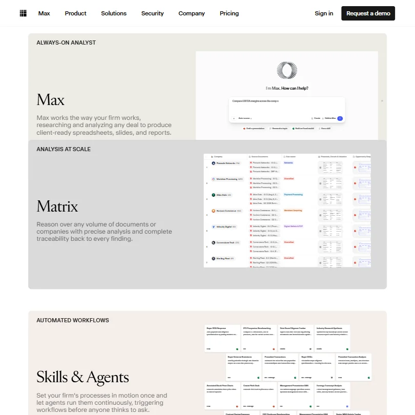 Hebbia features screenshot