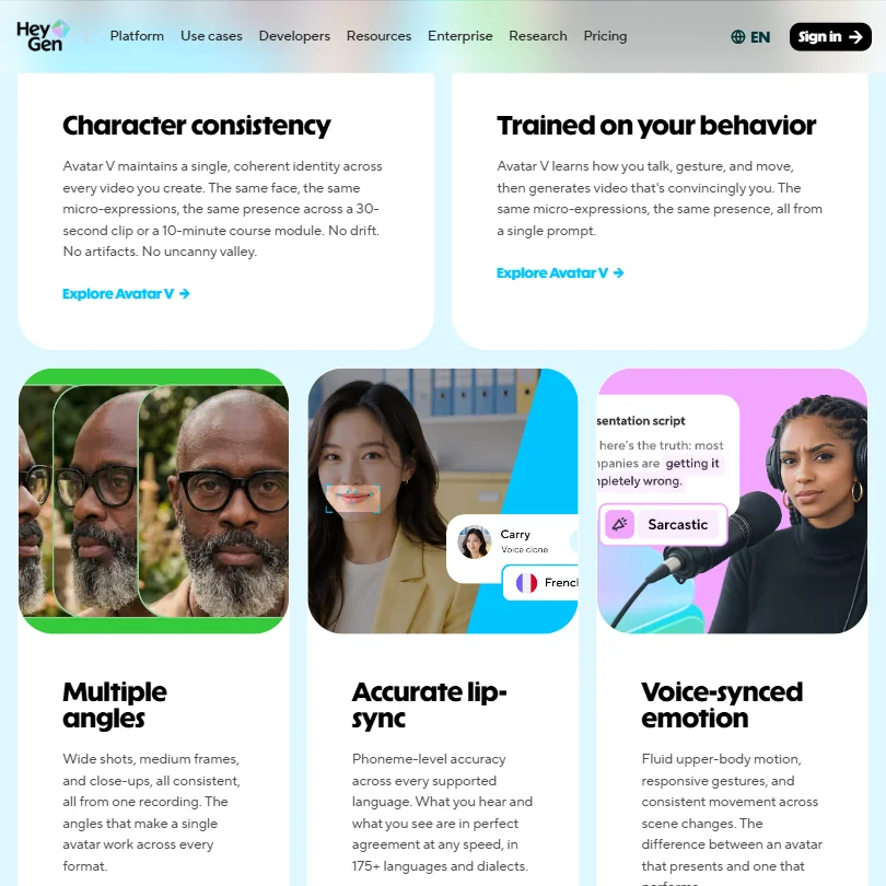 HeyGen features screenshot