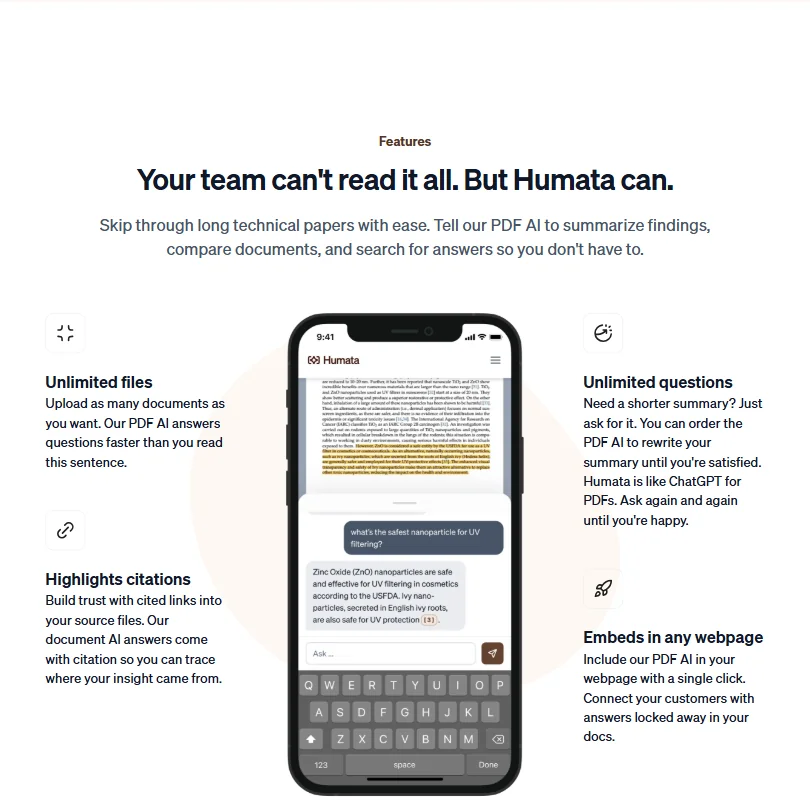 Humata features screenshot