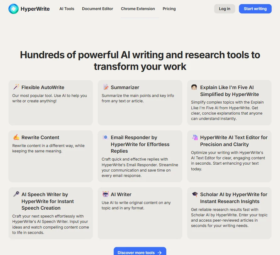 HyperWrite features screenshot