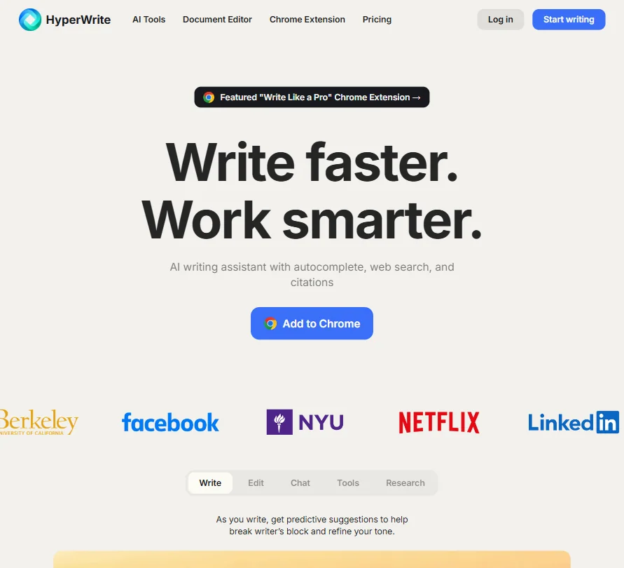 HyperWrite homepage screenshot