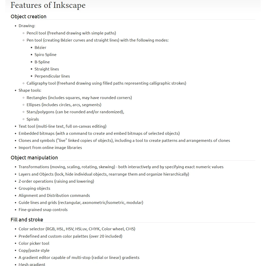 Inkscape features screenshot
