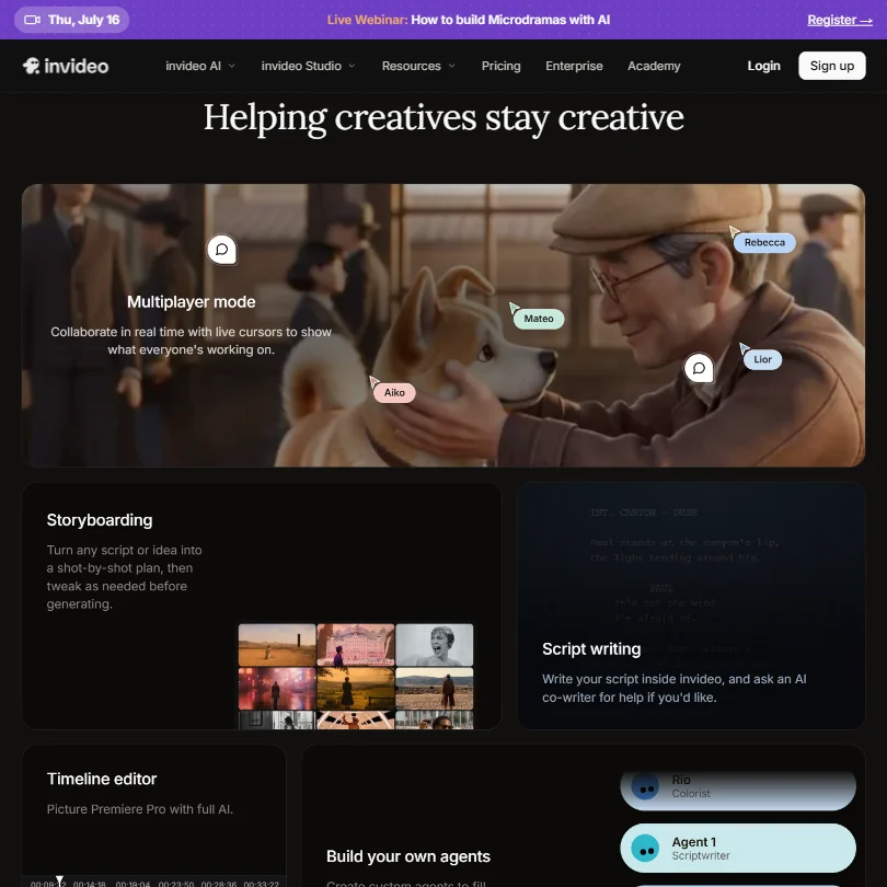 Invideo Agent One features screenshot