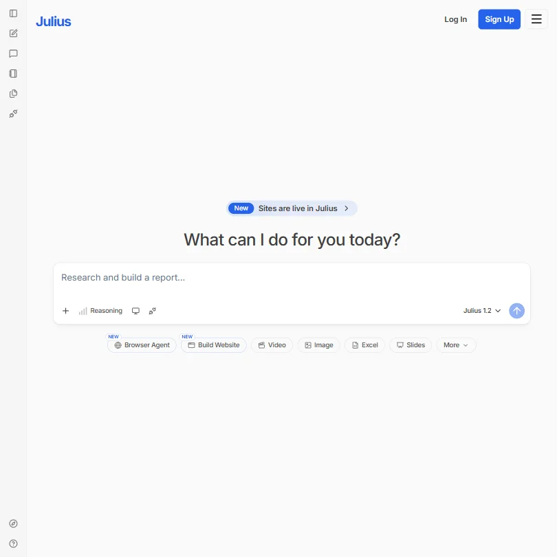 Julius AI homepage screenshot