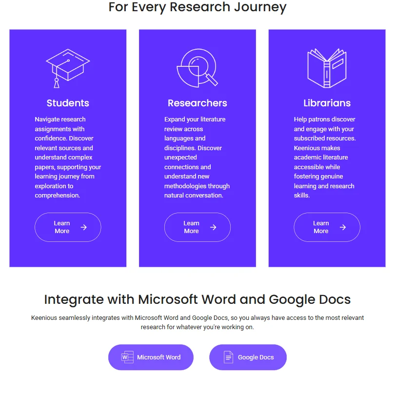 Keenious features screenshot