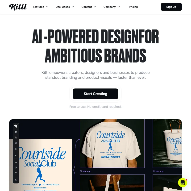 Kittl homepage screenshot