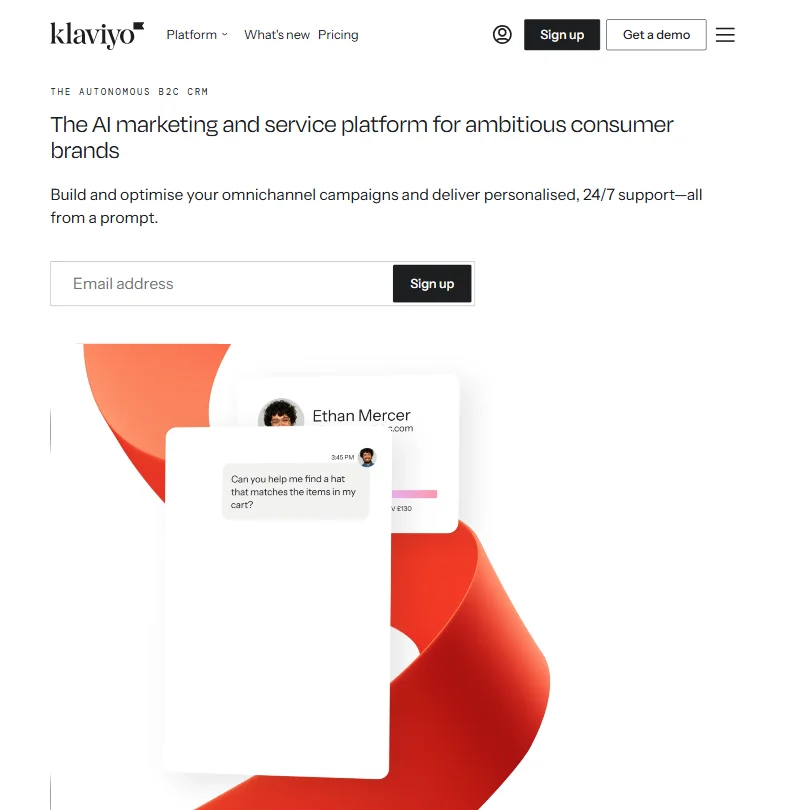Klaviyo homepage screenshot