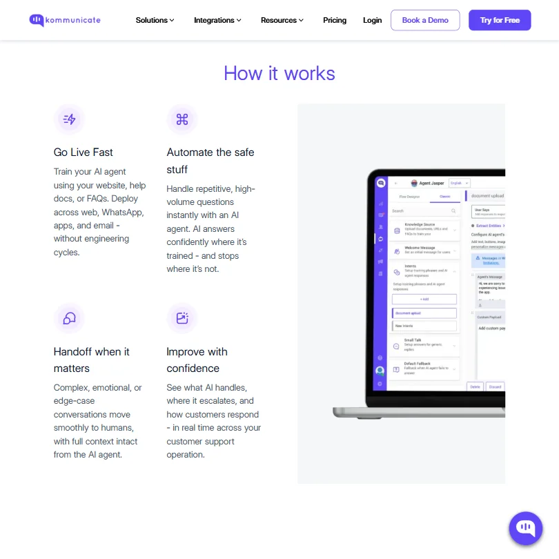 Kommunicate features screenshot