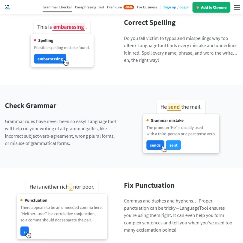 LanguageTool features screenshot