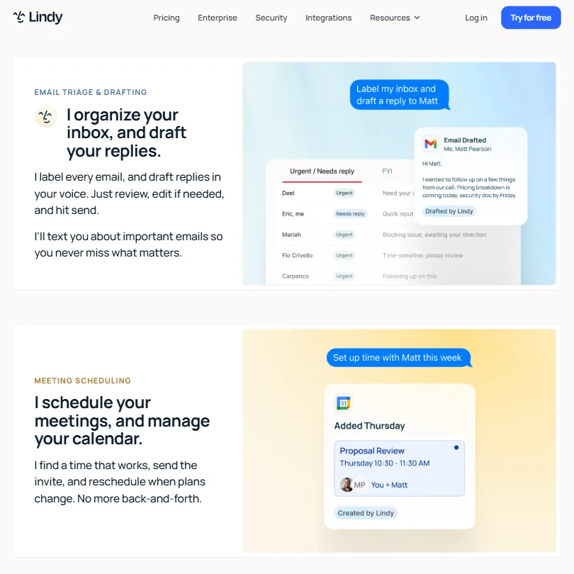 Lindy features screenshot
