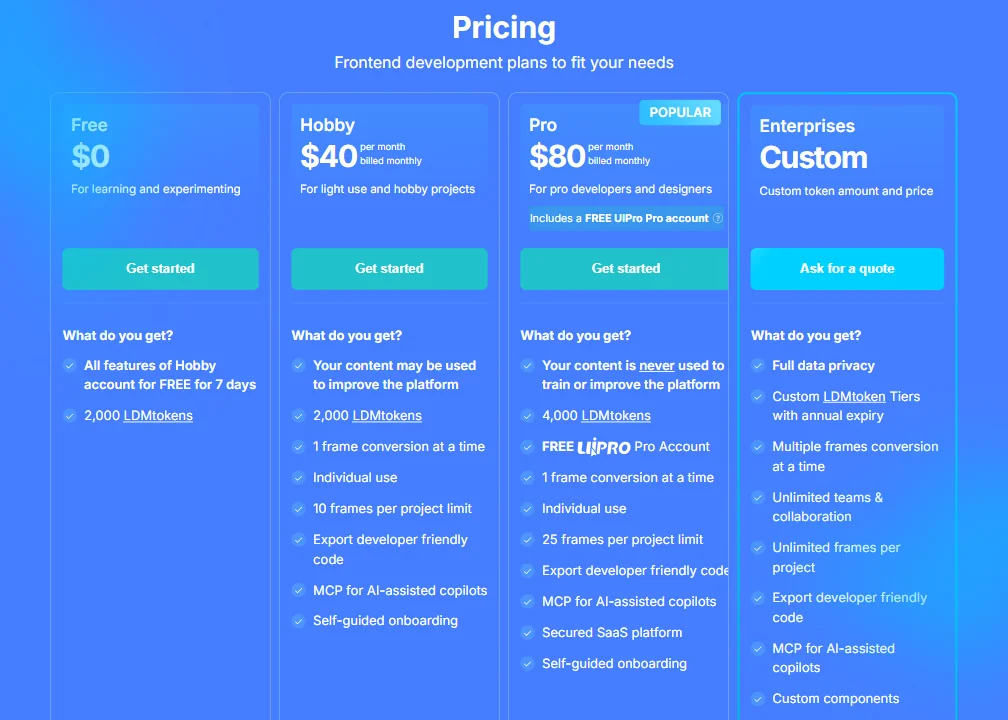 Locofy.ai pricing screenshot