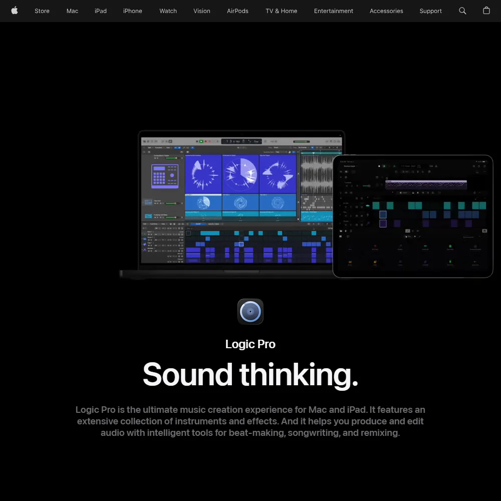 Logic Pro homepage