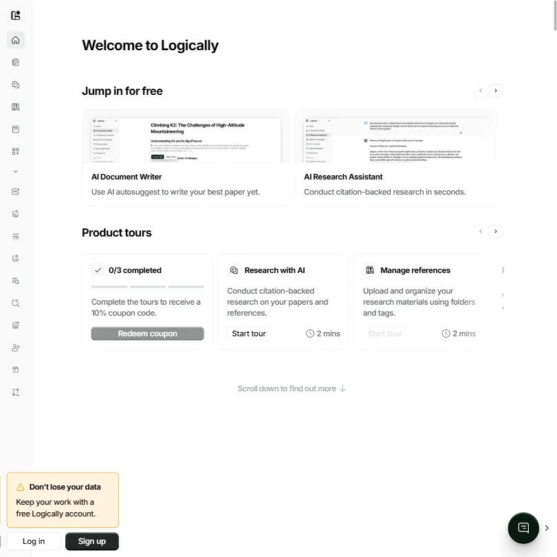 Logically homepage screenshot