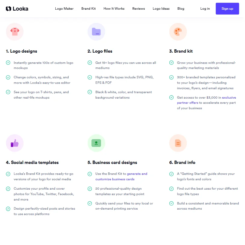 Looka features screenshot