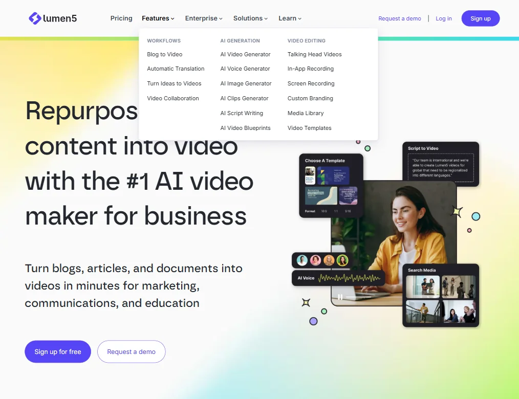 Lumen5 features screenshot