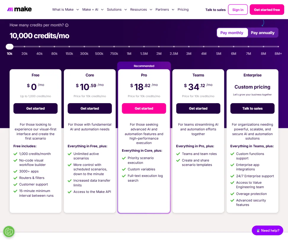 Make pricing screenshot