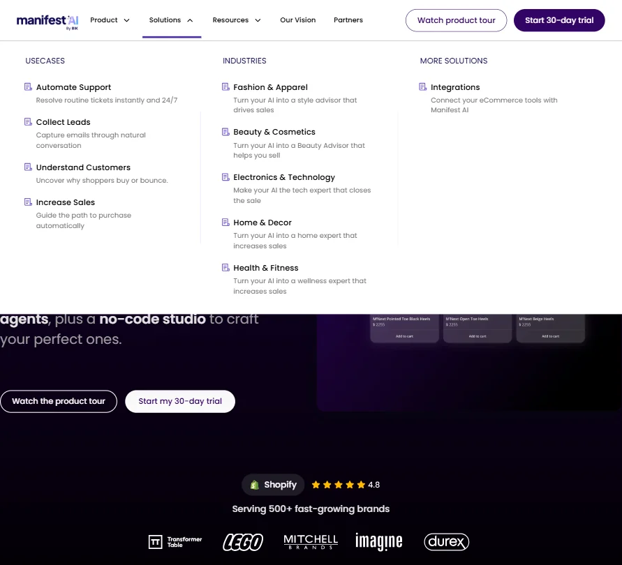 Manifest AI features screenshot