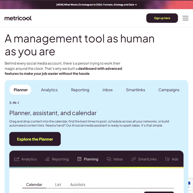 Metricool features screenshot