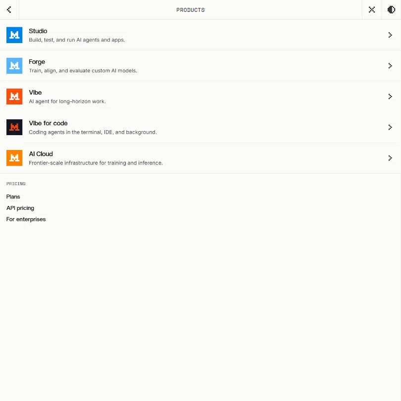 Mistral features screenshot