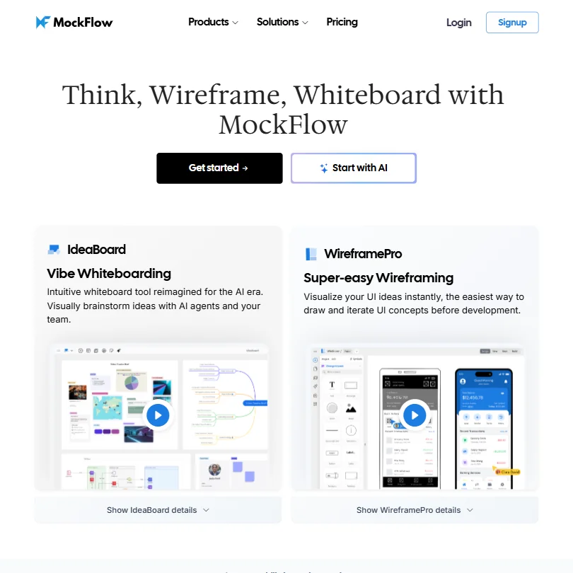 MockFlow homepage screenshot