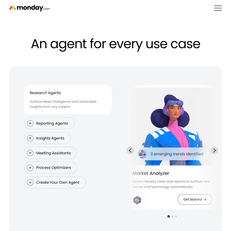 Monday features screenshot