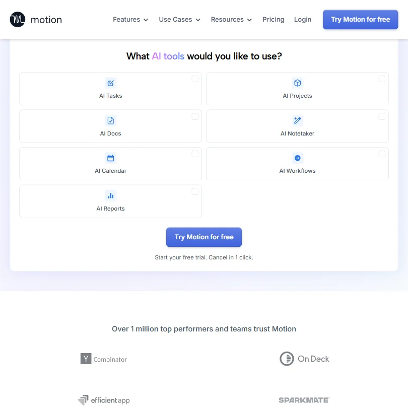 Motion features screenshot