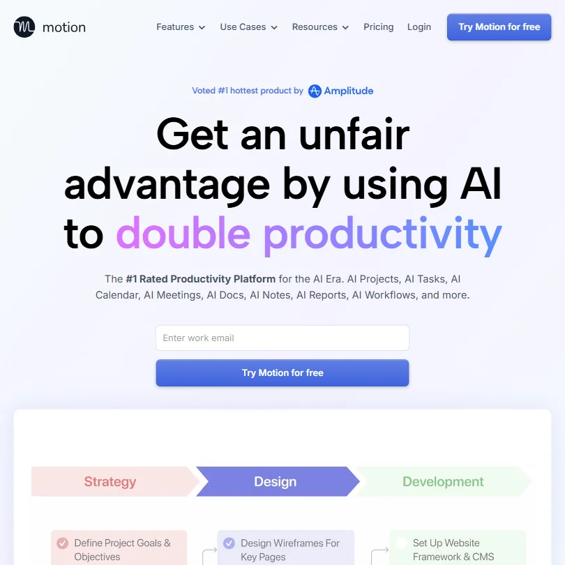 Motion homepage screenshot