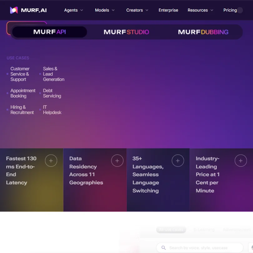 Murf AI features screenshot