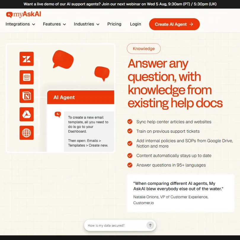 My AskAI features screenshot