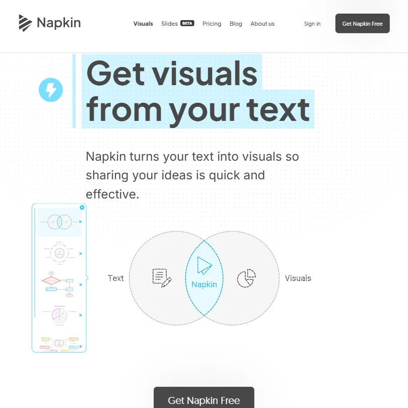 Napkin AI homepage screenshot